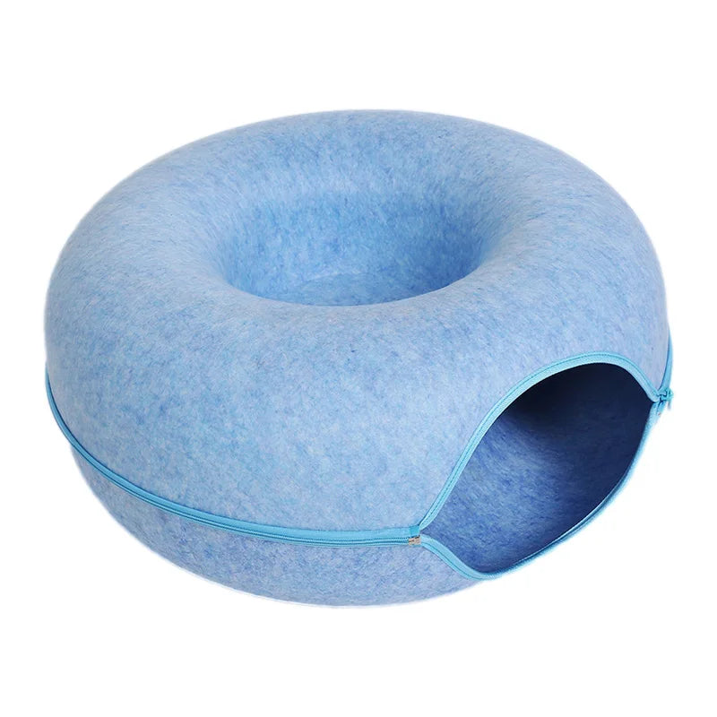 2-in-1 Donut Cat Bed & Tunnel – Cozy House, Play Toy & Hideaway for Cats & Kittens