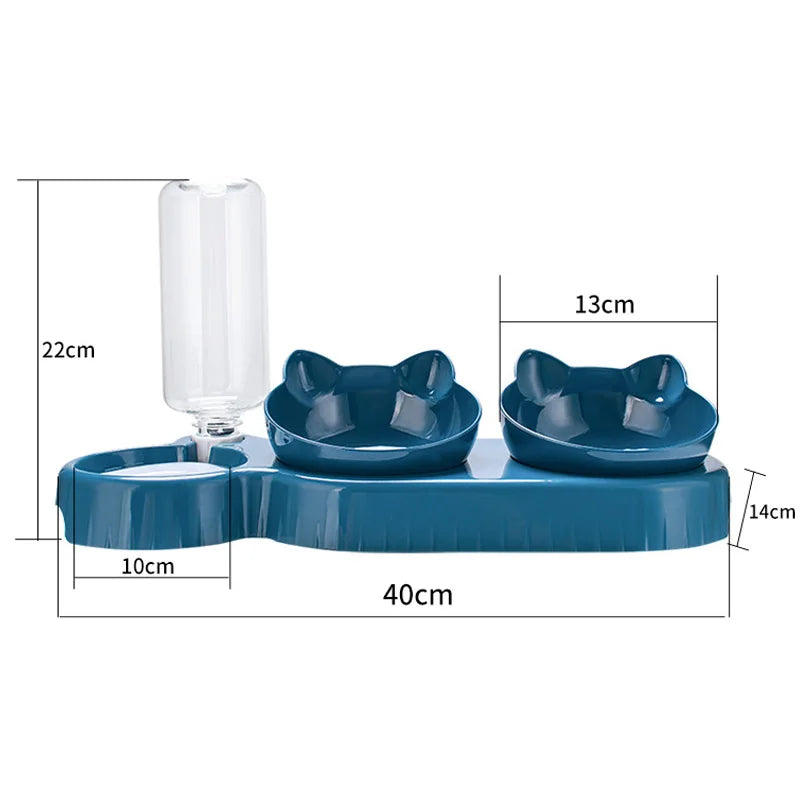 Pawfect 3-in-1 Cat Feeder – Double Bowl & Automatic Water Dispenser for Cats & Small Dogs