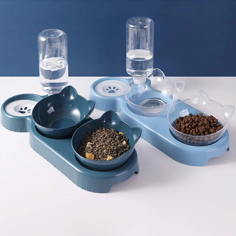 Pawfect 3-in-1 Cat Feeder – Double Bowl & Automatic Water Dispenser for Cats & Small Dogs