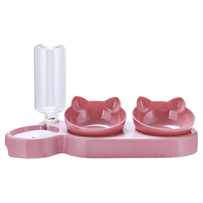 Pawfect 3-in-1 Cat Feeder – Double Bowl & Automatic Water Dispenser for Cats & Small Dogs