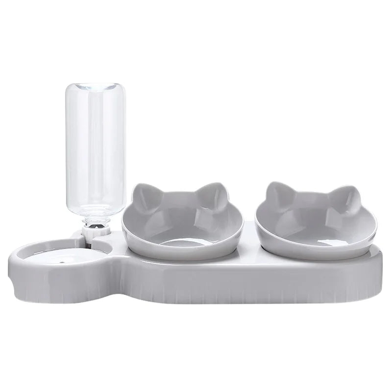 Pawfect 3-in-1 Cat Feeder – Double Bowl & Automatic Water Dispenser for Cats & Small Dogs