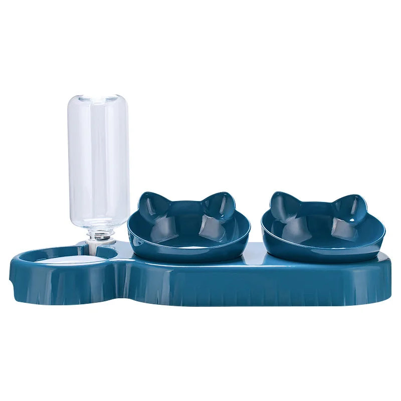 Pawfect 3-in-1 Cat Feeder – Double Bowl & Automatic Water Dispenser for Cats & Small Dogs